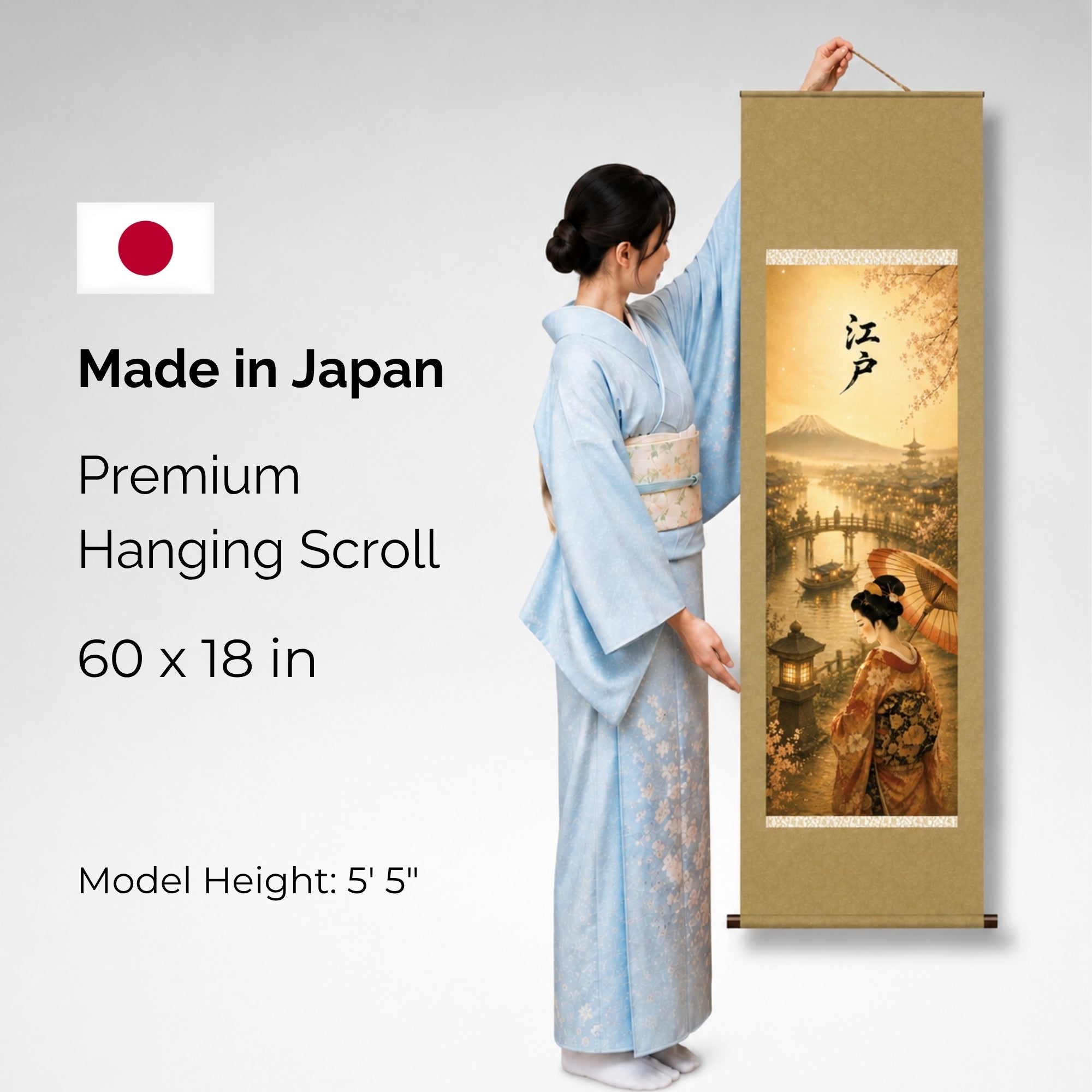 Parchemin mural japonais Edo Kakemono – Beauté intemporelle du Japon d'autrefois