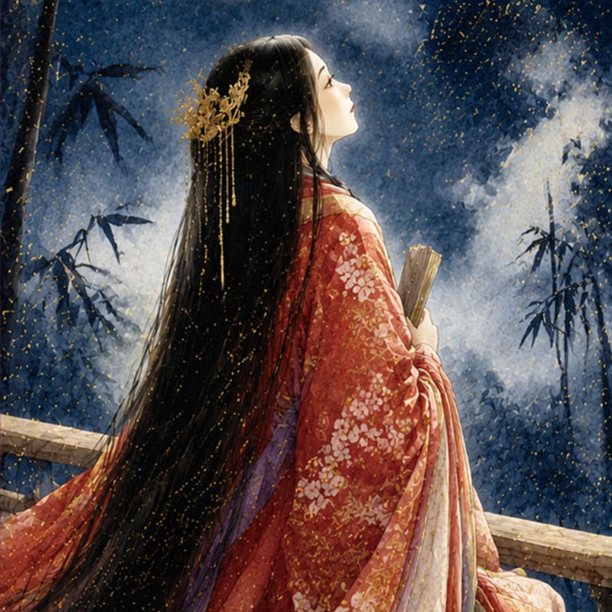 Principessa giapponese Kaguya kakemono da parete – Arte della Principessa della Luna