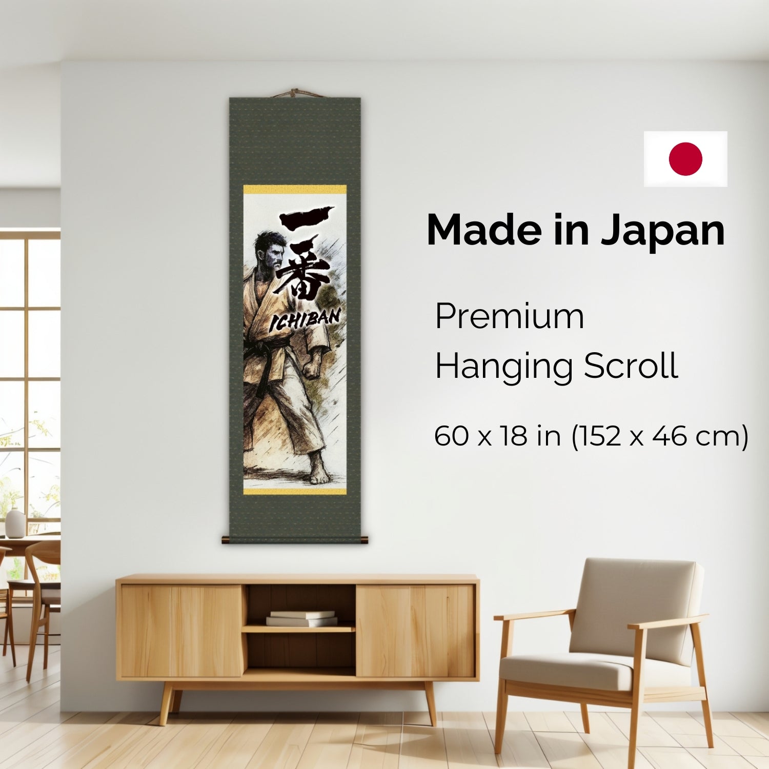 Arti Marziali Giapponesi Ichiban Kakemono Wall Scroll – Illustrazione Cintura Nera 