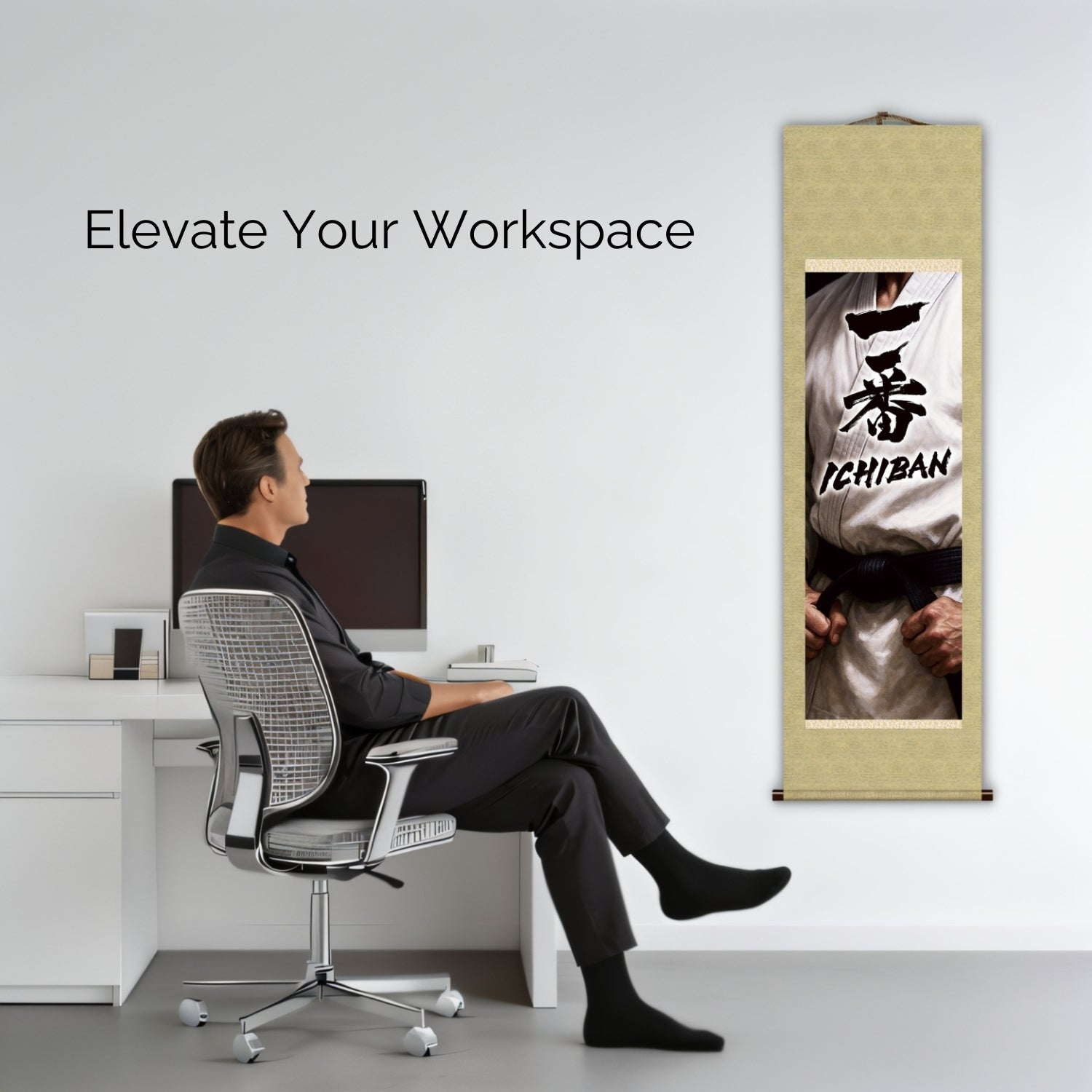 Arte Marziale Giapponese Ichiban Kakemono Wall Scroll – Spirito della Cintura Nera 