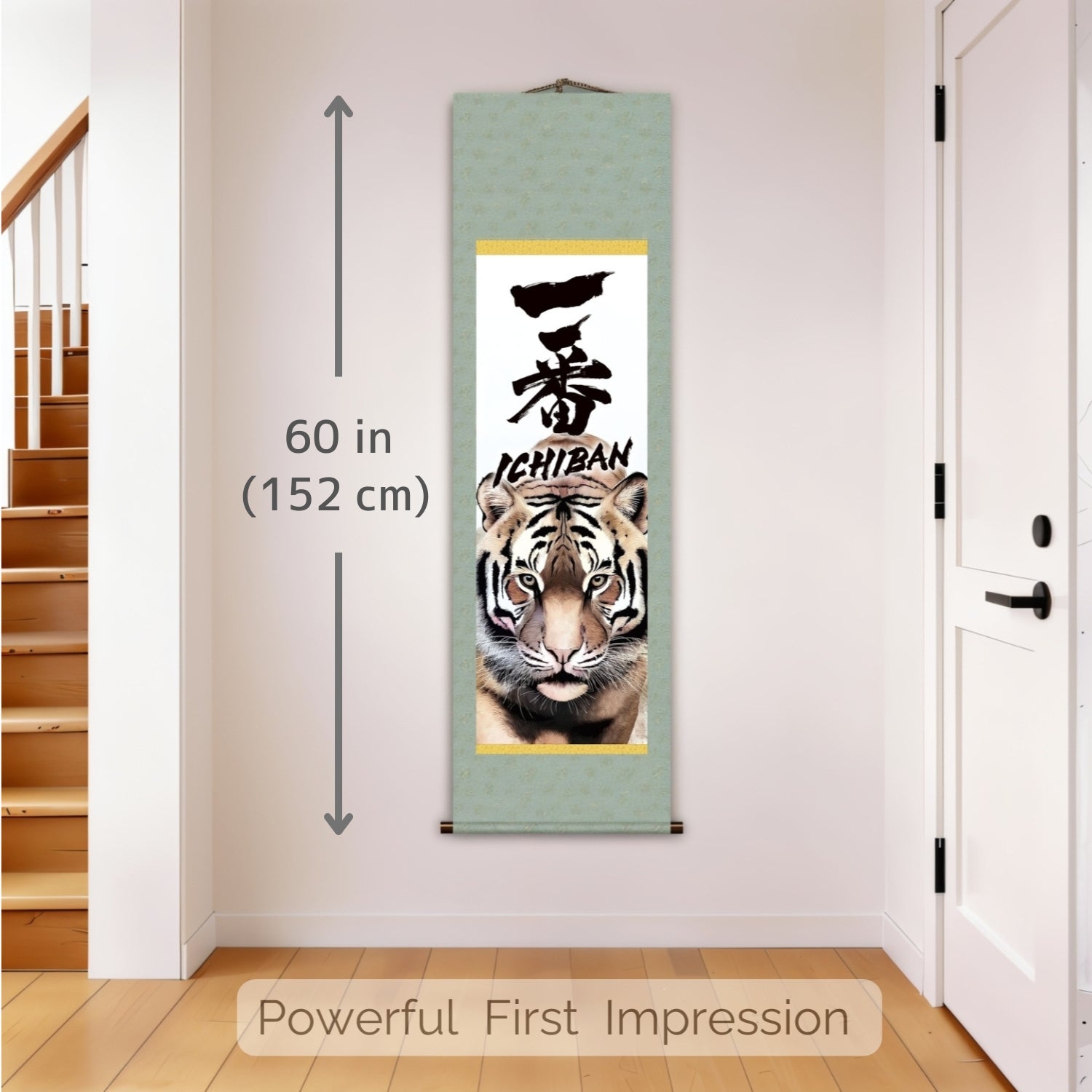 Ichiban Tigre Japonais Kakemono Tenture Murale – Portrait Puissant de Tigre 