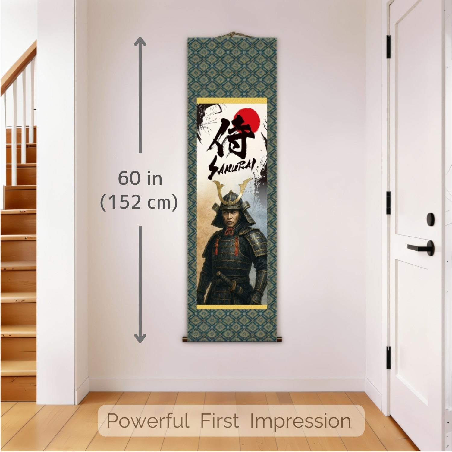 Rotolo da parete Kakemono Samurai giapponese – Samurai in armatura in piedi 