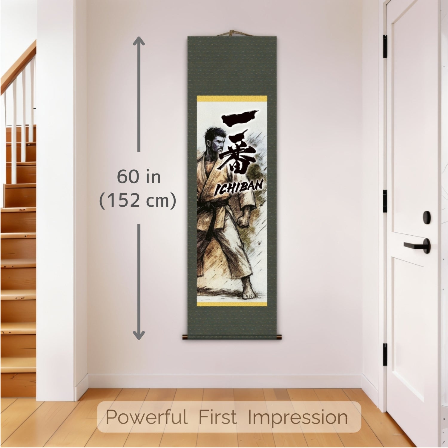 Arti Marziali Giapponesi Ichiban Kakemono Wall Scroll – Illustrazione Cintura Nera 