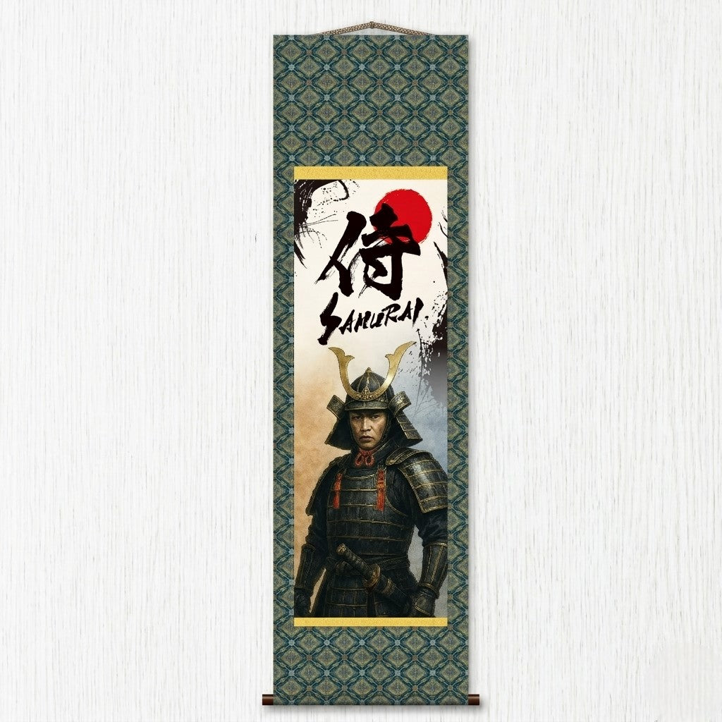 Rotolo da parete Kakemono Samurai giapponese – Samurai in armatura in piedi 